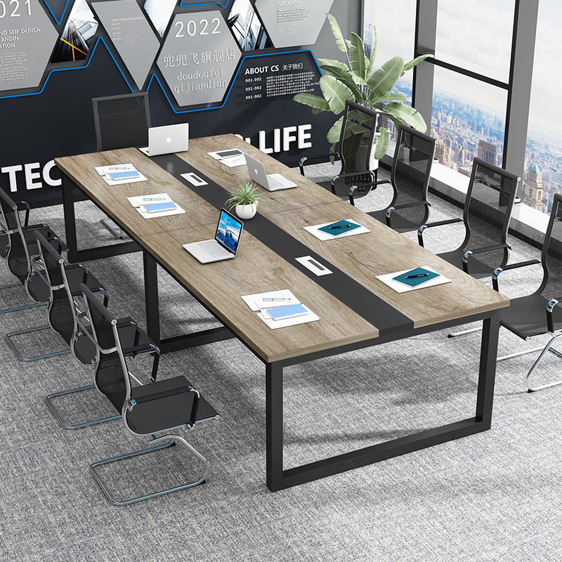 会议桌长桌长条桌办公室桌椅长方形简约实木工作台小型洽谈桌