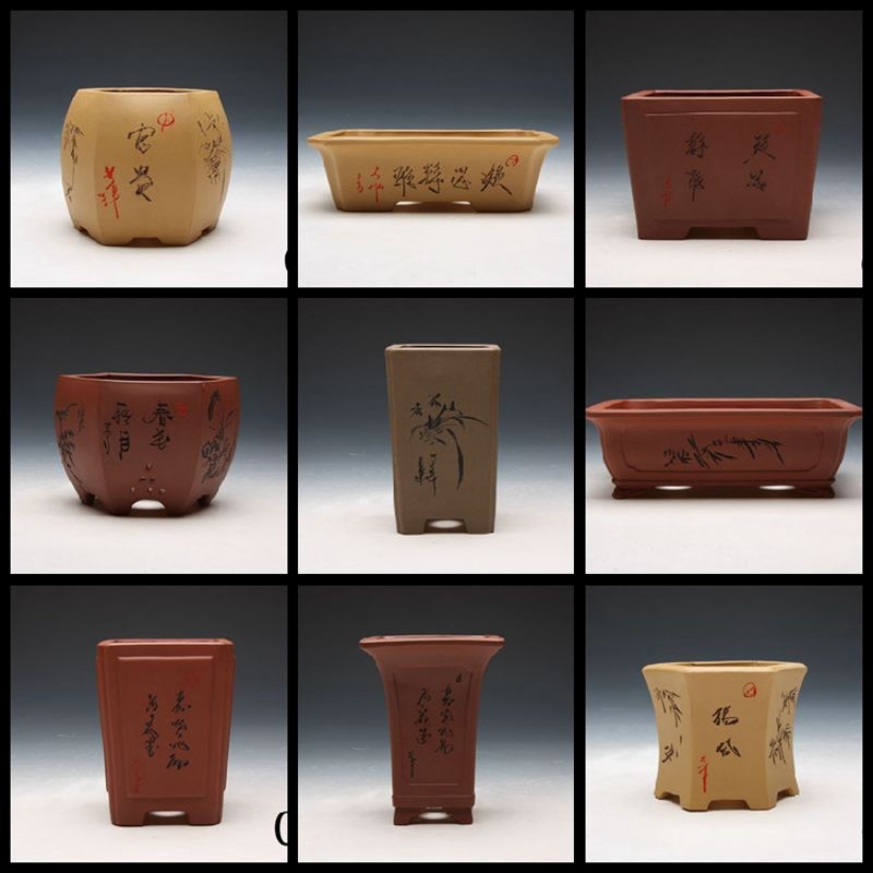 宜兴紫砂桌面微景盆紫砂盆花卉绿植陶瓷景观盆客厅阳台盆栽小花盆