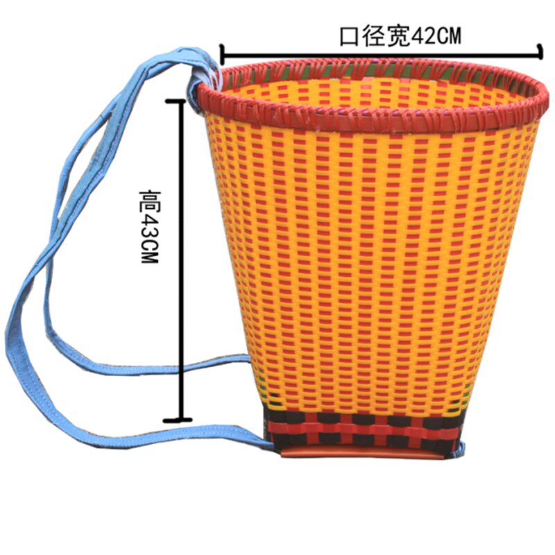 竹编大小家用买菜背篓花色竹蔑筐塑料收纳筐茶叶采摘背筐舞蹈表演