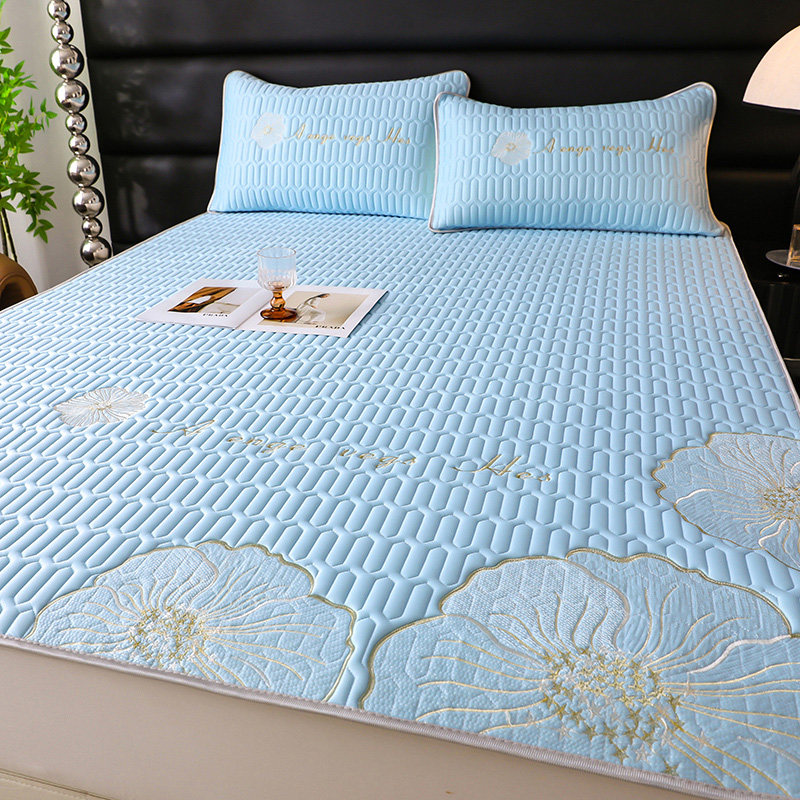 凉感丝乳胶凉席三件绣冰丝空调席折叠软席子单人新款,床上用品,乳胶席,淘宝优惠券,粉丝福利购,淘宝优惠卷