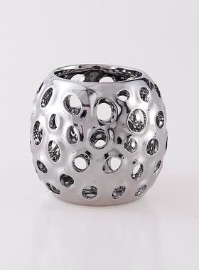 索尔信北欧玄关陶瓷创意几何摆件客厅镂空电镀桌面摆放招财金宝件