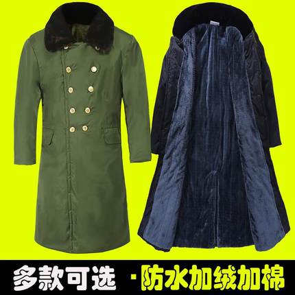 棉大衣男冬季加厚长款冷库防寒服黑绿色加绒棉袄工作劳保安棉服