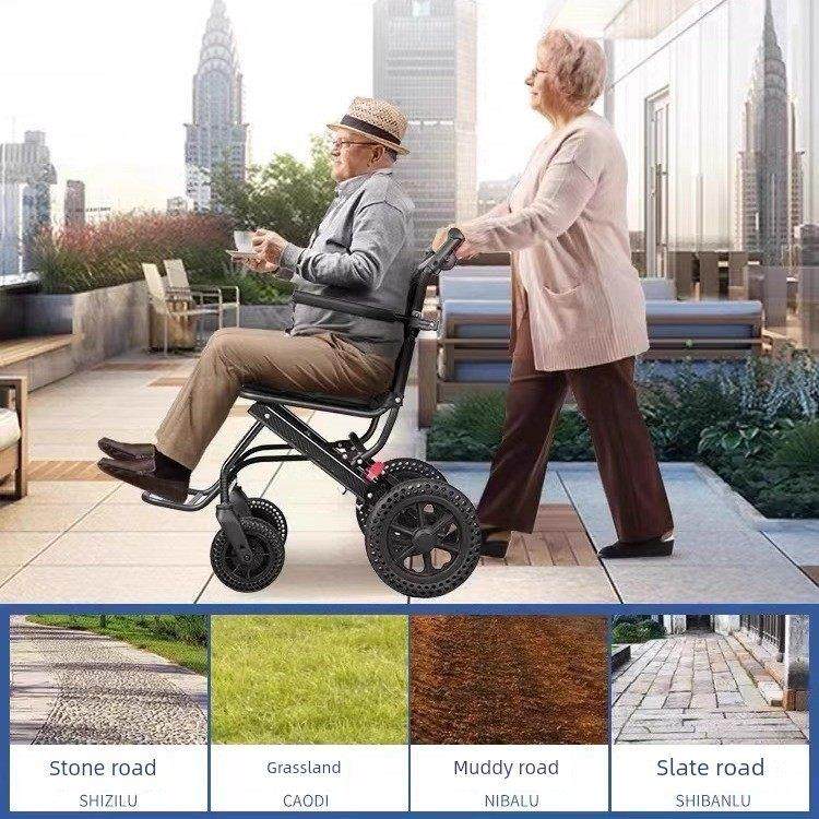 德国品质铝合金轮椅轻便折叠老人专用旅行便携式简易手推代步车