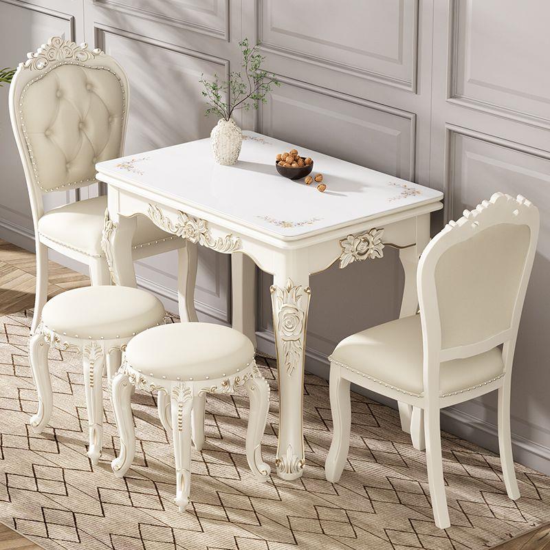 折叠餐桌家用小户型欧式餐桌椅组合简约岩板实木省空间可伸缩餐桌