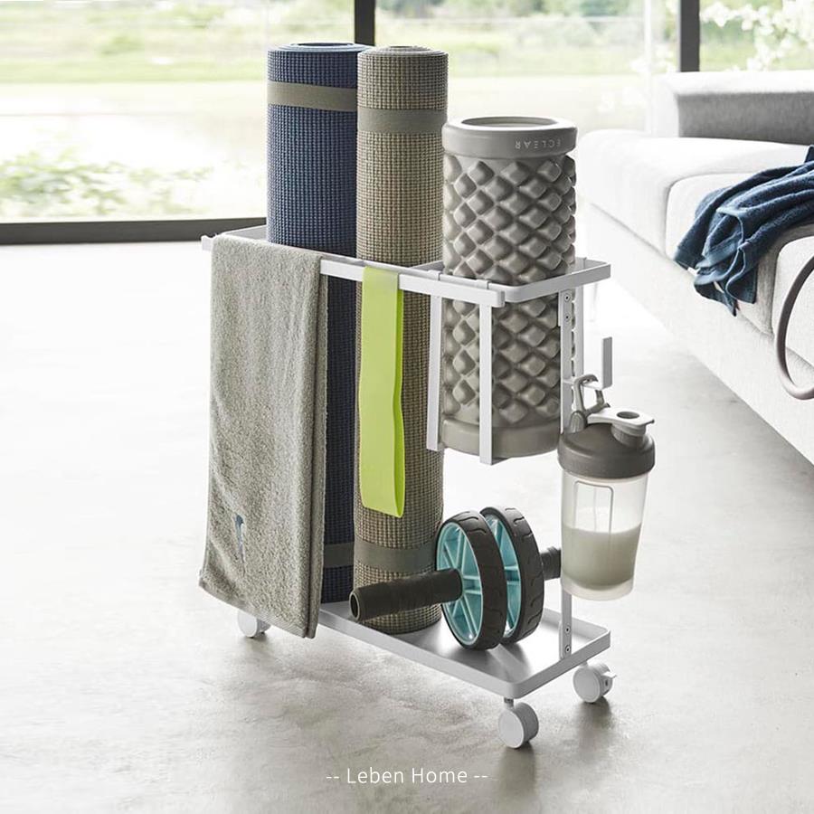 瑜珈垫收纳层架家用健身器材置物架多功能普拉提泡沫轴哑铃储物推
