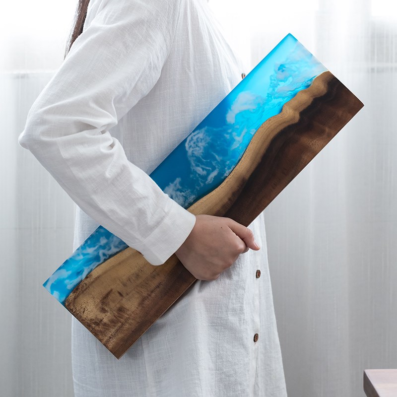 环氧树脂茶盘家用整块实木干泡台黑檀木茶盘海鲜自助餐厅摆盘