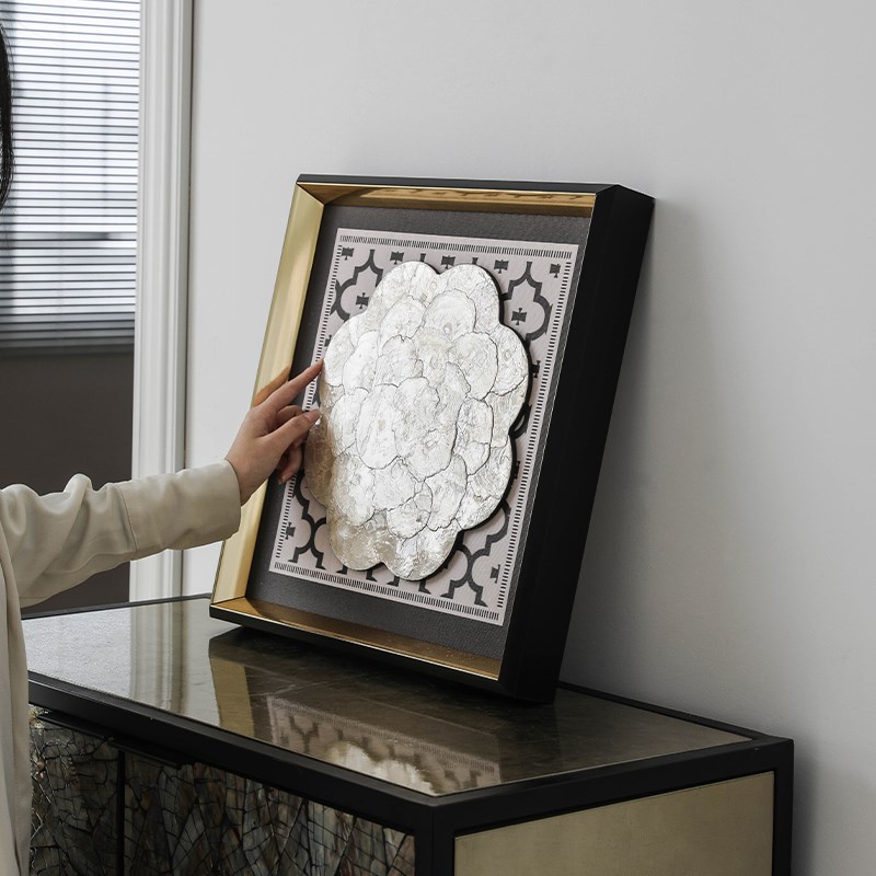 欧式复古中古风贝壳装饰画客餐厅软装壁饰挂画入户玄关螺钿画图片