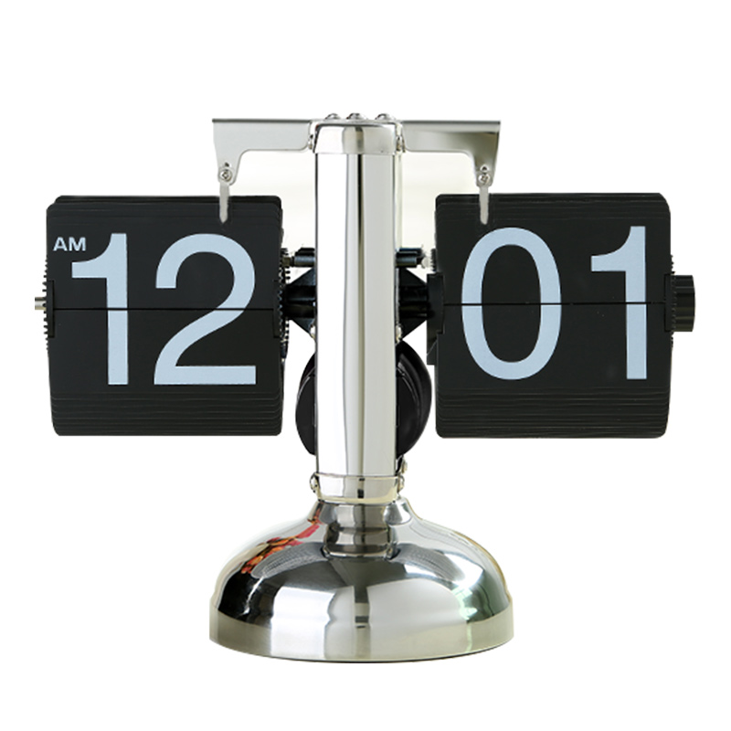 创意自动翻页钟表复古客厅座钟简约现代机械时钟个性桌面摆件台钟