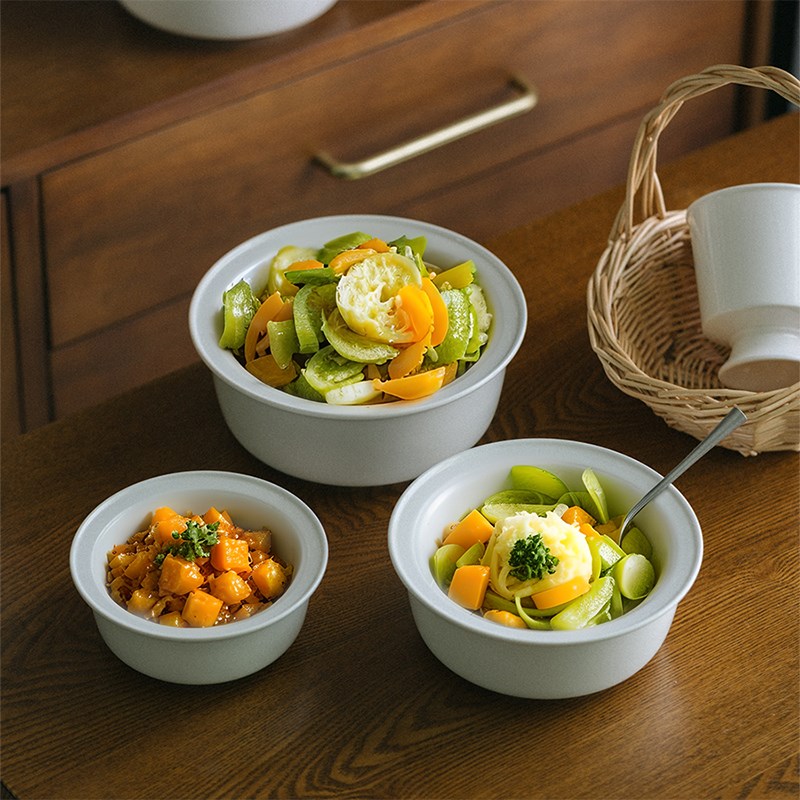 景德镇高温健康宽边纯白陶瓷餐具家用饭碗汤碗面碗汤盆汤盅