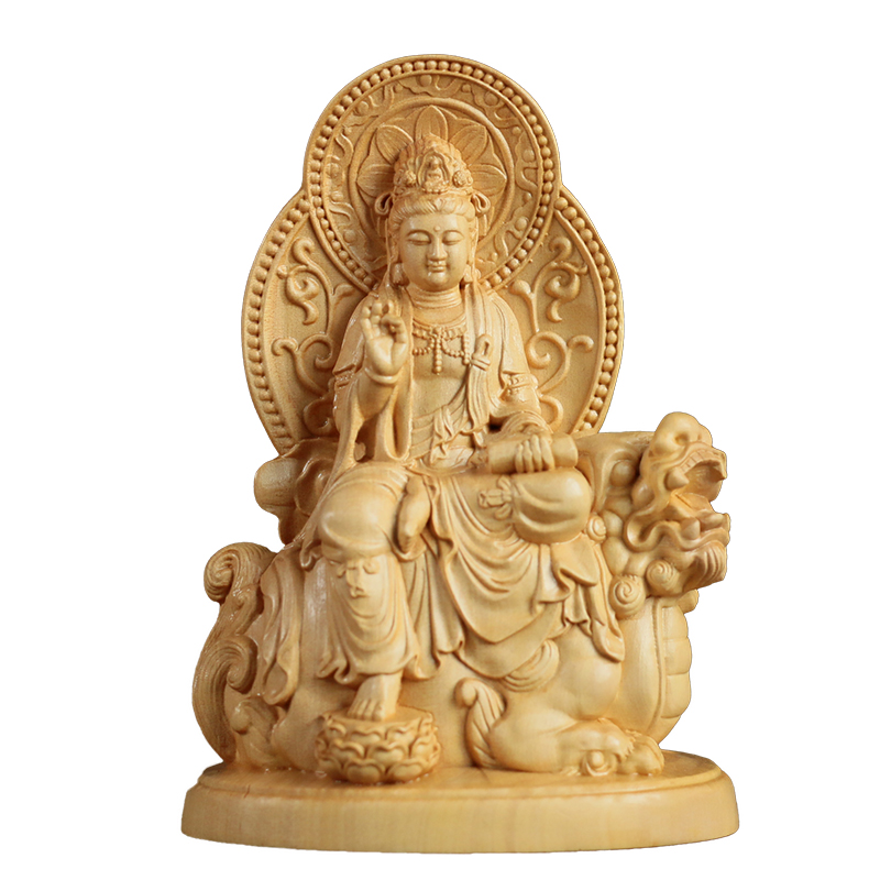 黄杨木雕佛像摆件四大菩萨实木工艺雕刻居家供奉文殊普贤地藏观音