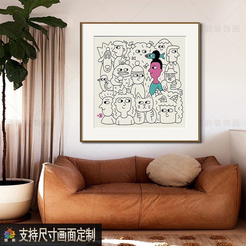 民宿酒店样板间房间挂画奶油侘寂风卧室床头装饰画现代软装无框画图片