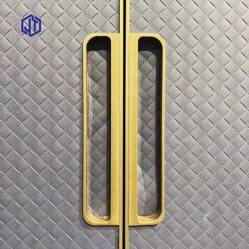 意式极简风格皮革门衣柜门隐藏式拉手可贴同色皮革木饰面暗扣把手