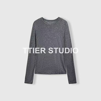 TTIER | C*L*N*订单26新款透气轻薄天丝刺绣logo长袖T恤636180