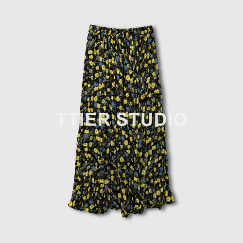 TTIER | 意大利设计师品牌订单压褶时尚碎花半裙646410
