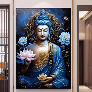 释迦摩尼唐卡挂画装饰画莲花佛祖堂屋供奉菩萨佛像养生馆泰式餐厅