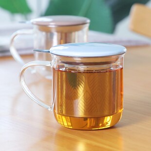 丹麦VIVcA茶杯茶水分离带盖带茶漏玻璃杯子办公室用简约茶杯400ml