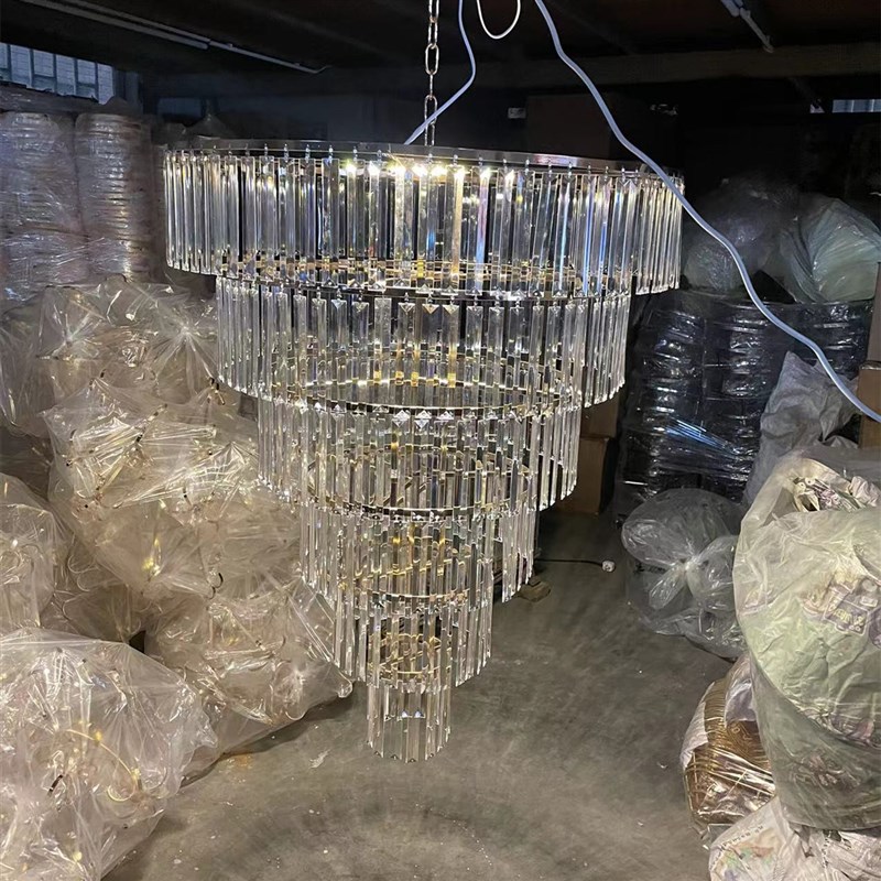 新款婚庆亚克力水晶冰条吊灯婚礼酒店吊顶多层挂件V舞台布置创意