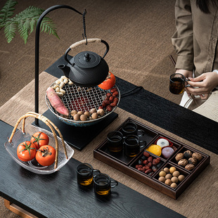 玻璃花茶壶陶瓷煮茶器配 围炉煮茶室内家用电n陶炉烤火全套新中式
