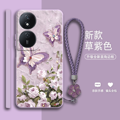 油画蝴蝶适用华为荣耀畅玩50plus手机壳CLK一AN00全包防摔CLKAN硅胶ANOO女honor玩畅puls保护套男5Oplus外壳