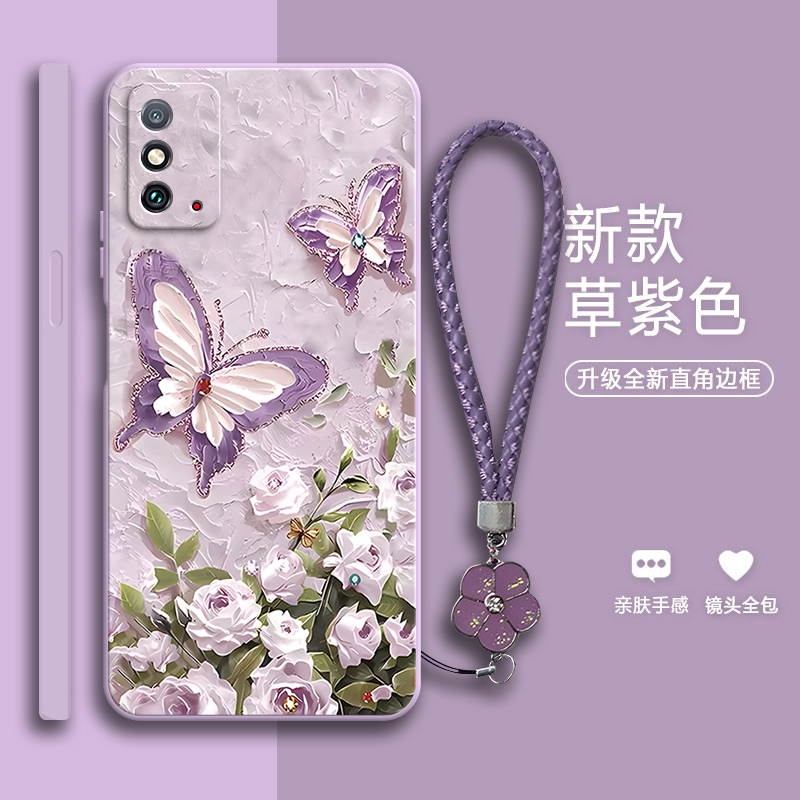 油画蝴蝶适用华为荣耀X10max手机壳honorx10xmax硅胶5G保护套kkgan全包anoo防摔kkg一an00男mas女honor外壳女