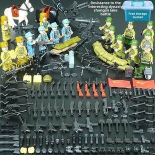 中国积木八人军长津湖人军抗美援朝仔事小路男Q孩益智拼装积木玩