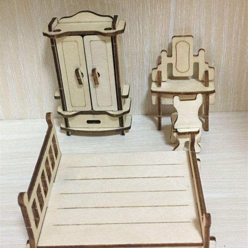 迷你创意手c工拼dy木制34个小家具家居拼装模型玩具 女孩3D立体i