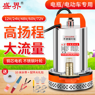 直流潜水泵12V24V48V60V72伏电瓶车电动车家用小型W灌溉农用抽水