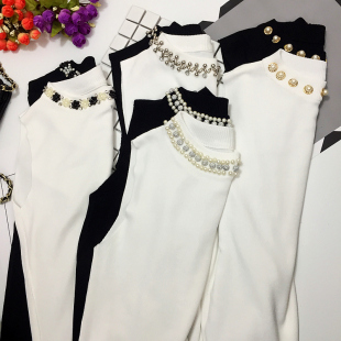 白色内搭无袖 钉珠冰丝针织背心女2020春装 打底衫 修身 t恤上衣 新款