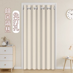 通用 纯色门帘隔断帘卧室厨房隔油烟卫生间遮挡帘免打孔布帘子四季