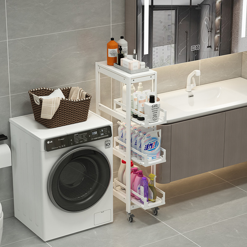 太空铝阳台置物架滚筒洗衣机侧边储物架子抽拉式夹缝超窄缝隙收纳