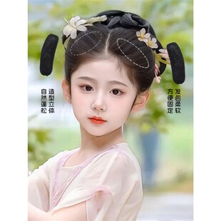儿童汉服假发包秃子乐垫发包古装假发牛角包古风盘发发髻唐风抱面