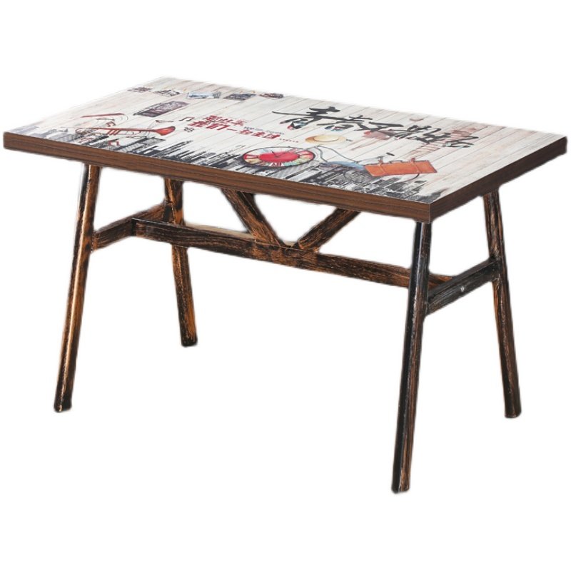 复古工业风西餐厅桌子餐饮商用小吃烧烤奶茶饭店面馆快餐桌椅组合