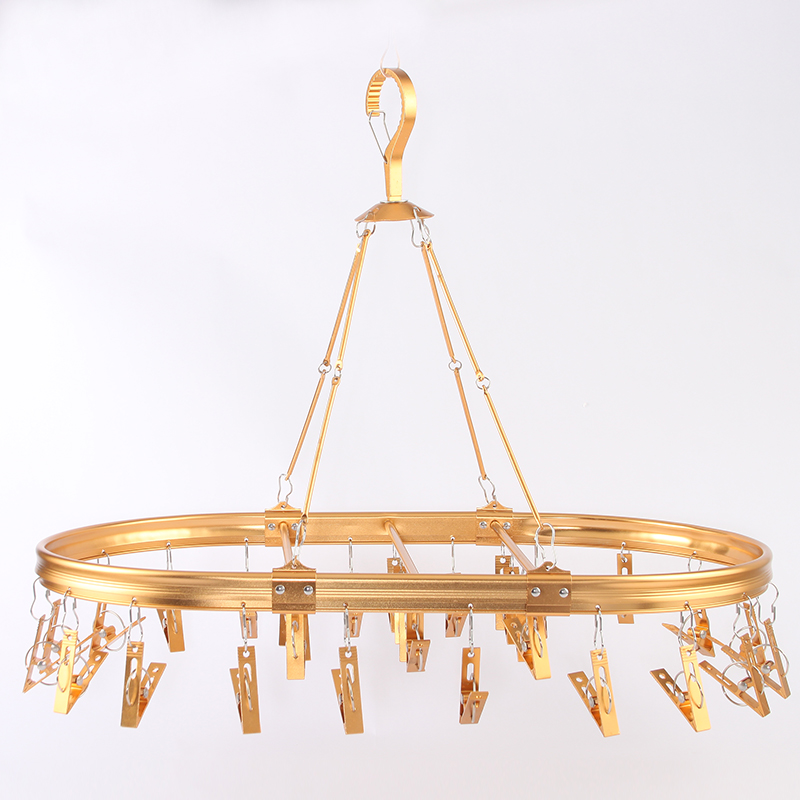 铝镁合金多功能晒袜架内衣尿布晾晒衣架椭圆盘多夹防风袜夹晾衣夹