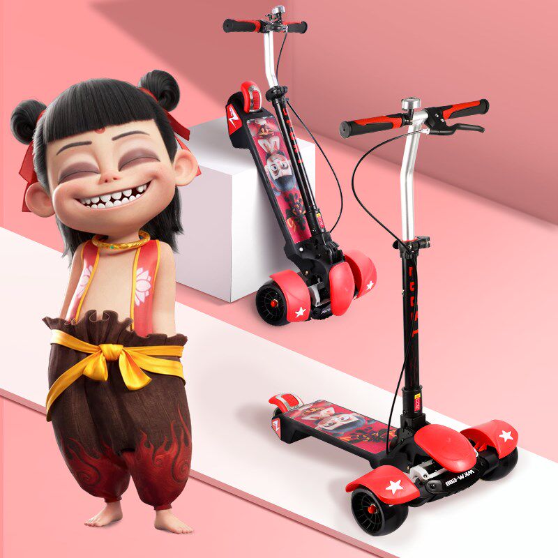 哪吒滑板车6到12岁以上儿童2025新款折叠平衡踏板车3到6岁防侧翻8