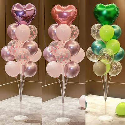 桌飘气球装饰场景布置儿q童周岁生日男孩女宝百天满月汽球立柱地