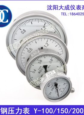 【大成】304SS/200圆250圆  全不锈钢压力表/耐震压力表YTN-250F