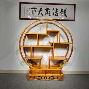 实木隔断置物架古董架展柜 金丝楠木博古架书架小叶桢楠古典中式