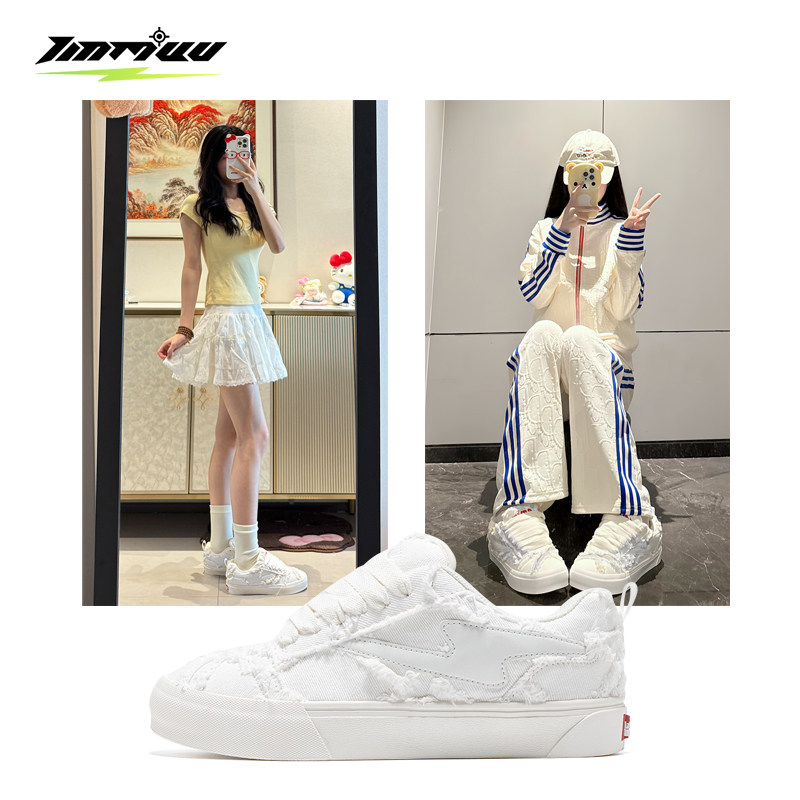 天牧闪电小香风休闲面包板鞋男女