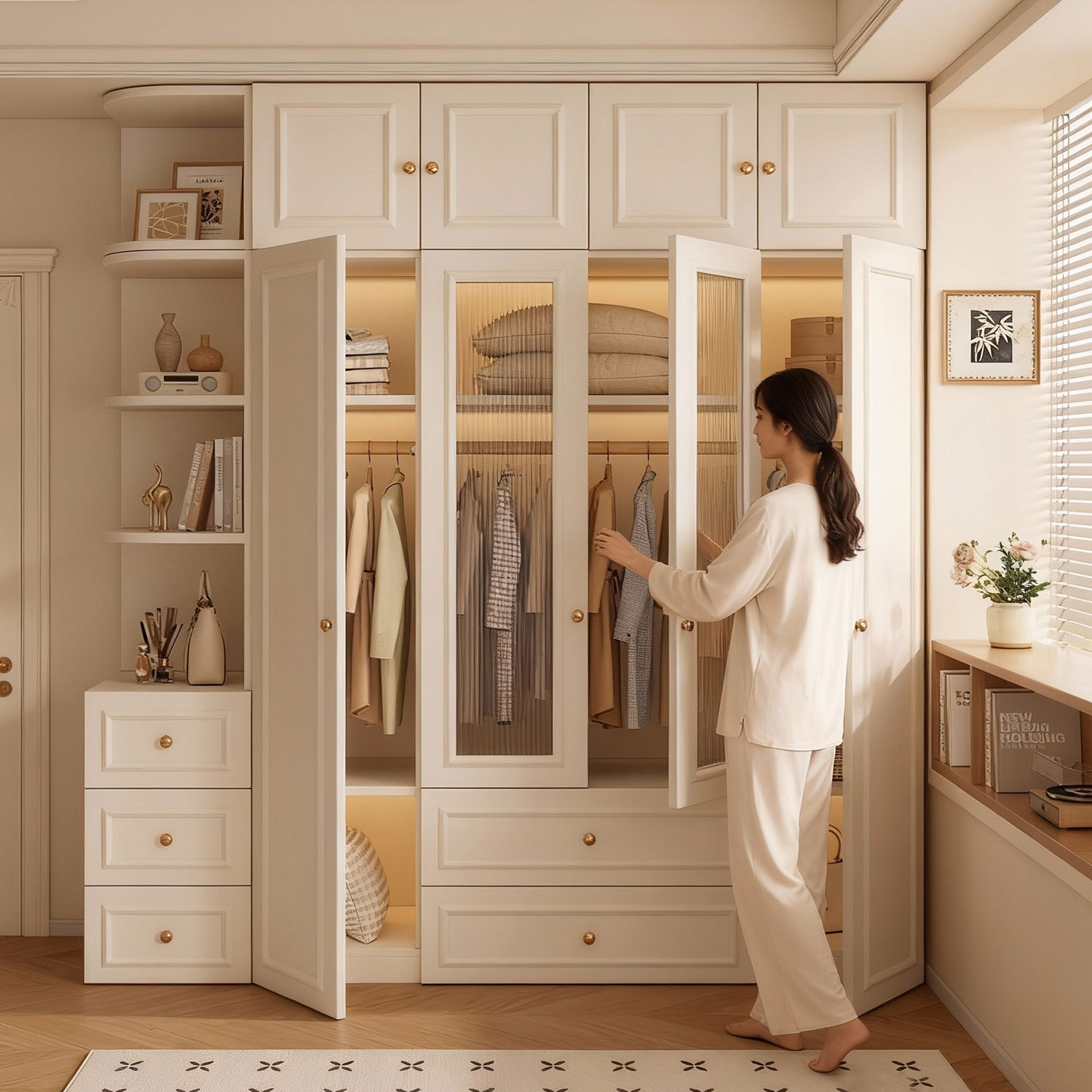 法式衣柜免安装奶油风