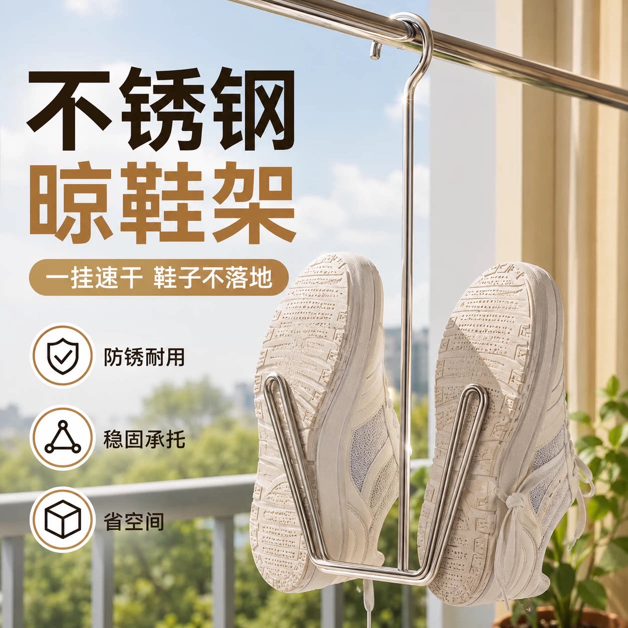 阳台不锈钢防风防锈晒鞋架