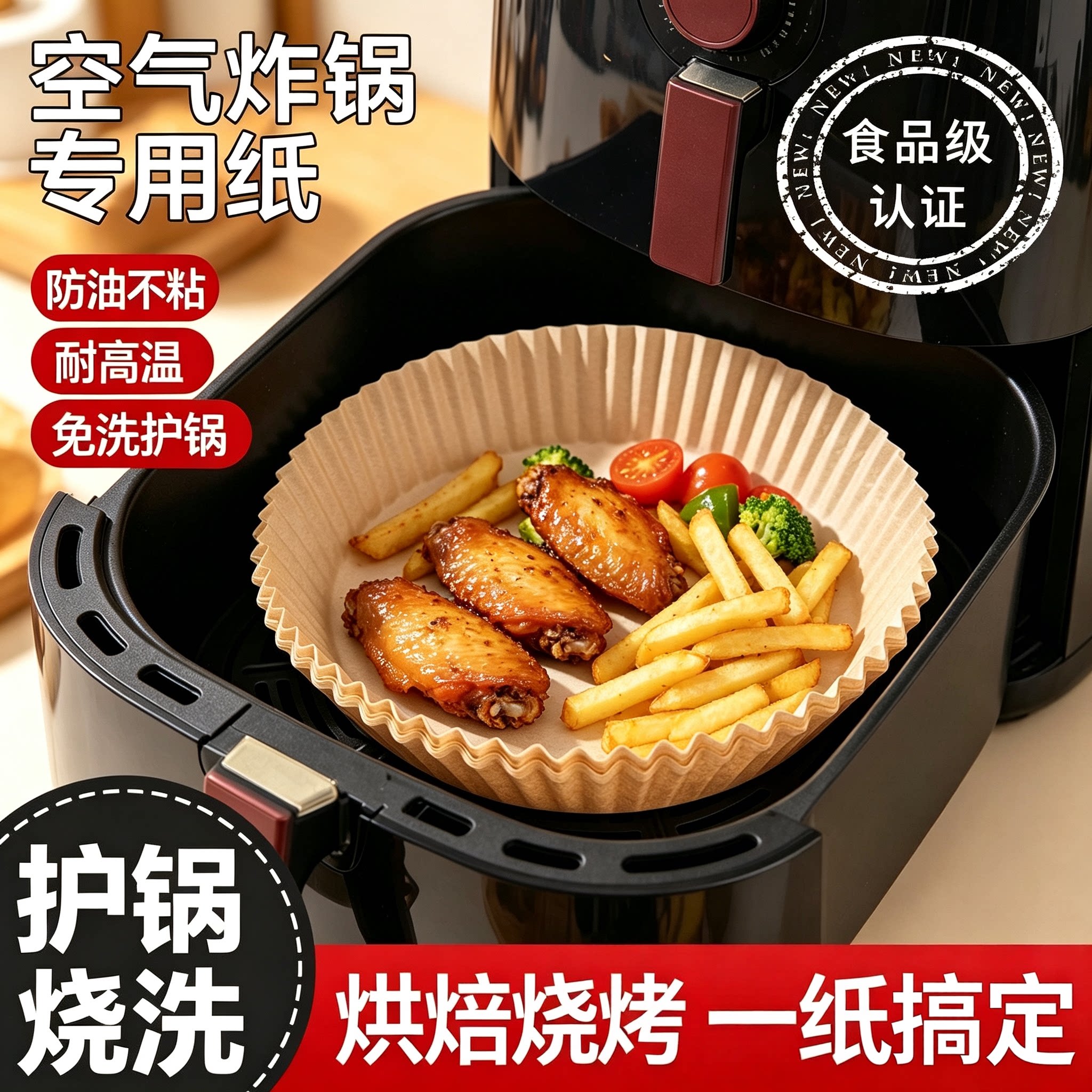 空气炸锅专用纸垫油纸托不粘硅油纸食物吸油纸烘烤烘焙家用锡纸盘图片
