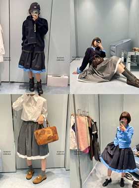 11/26 20:00 2.0 高端2.0版  精细丝羊毛 灰色 藏青针织蓬蓬伞裙