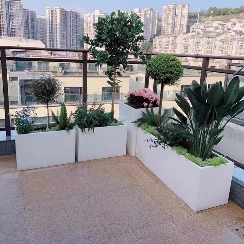 户外不锈钢花箱定制阳台种植箱广场商业街长方形花坛铁艺成品花槽