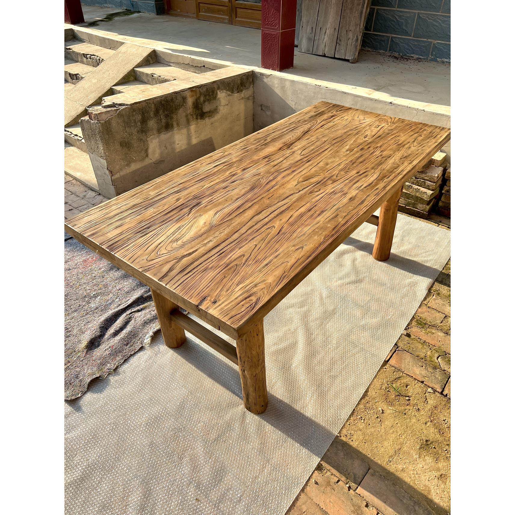 老榆木桌子复古茶桌原木实木桌子吧台长桌书桌餐桌阳台桌民宿定制