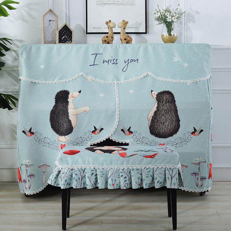 网红款钢琴全罩半罩卡通印花盖巾加厚布艺钢琴套弹琴不取防尘罩