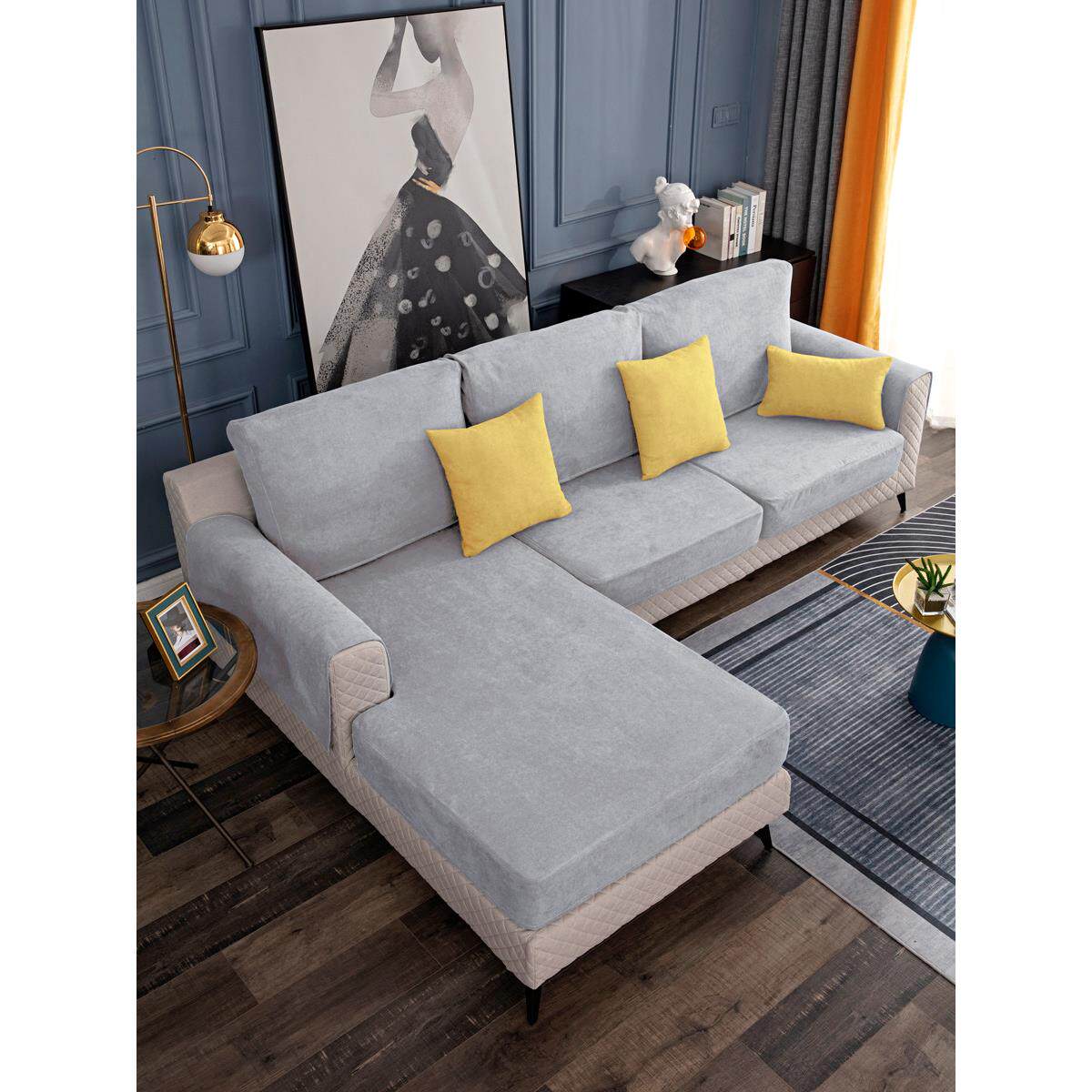 沙发套罩秋冬款纯色沙发套定制贵妃沙发坐垫罩笠全包防滑垫沙发垫