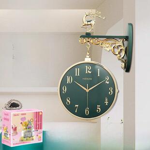 家用福鹿双面石英钟表北欧挂钟客厅时尚装饰钟创意办公室挂墙时钟