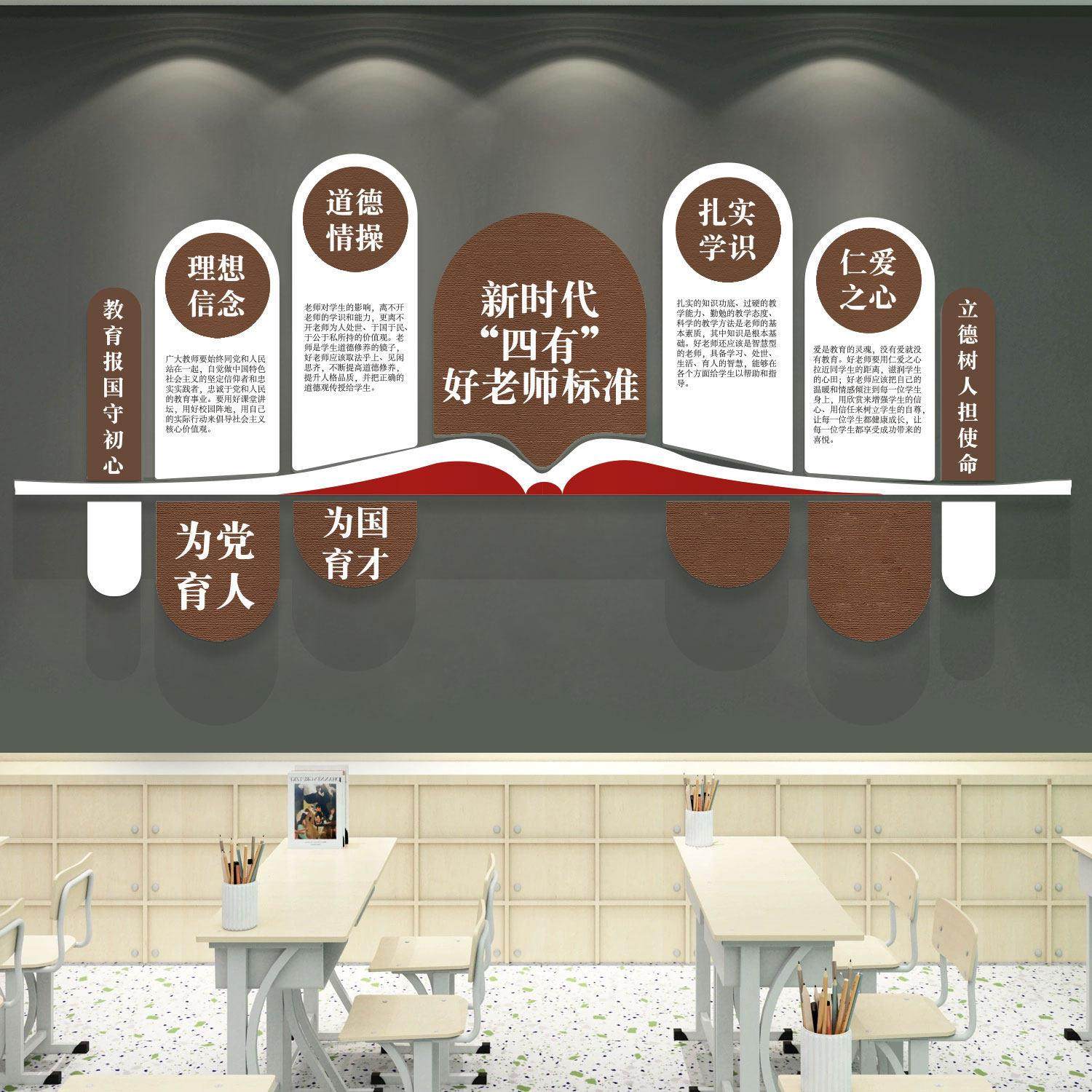 班级布置教室装饰四有好老教师办公室墙面挂画培训机构幼儿园环创,家居饰品,文化墙贴,淘宝优惠券,粉丝福利购,淘宝优惠卷