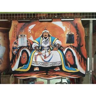 蒙古皮画成吉思汗像皮画蒙古大汗工艺品挂画蒙古包饭店餐厅装饰画