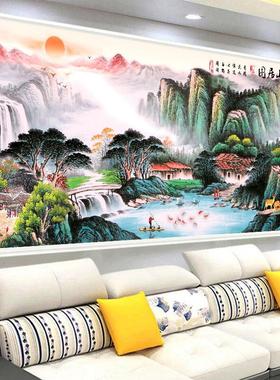2024新款5d钻石画满钻客厅点钻十字绣大幅风景山水画富春山居大气